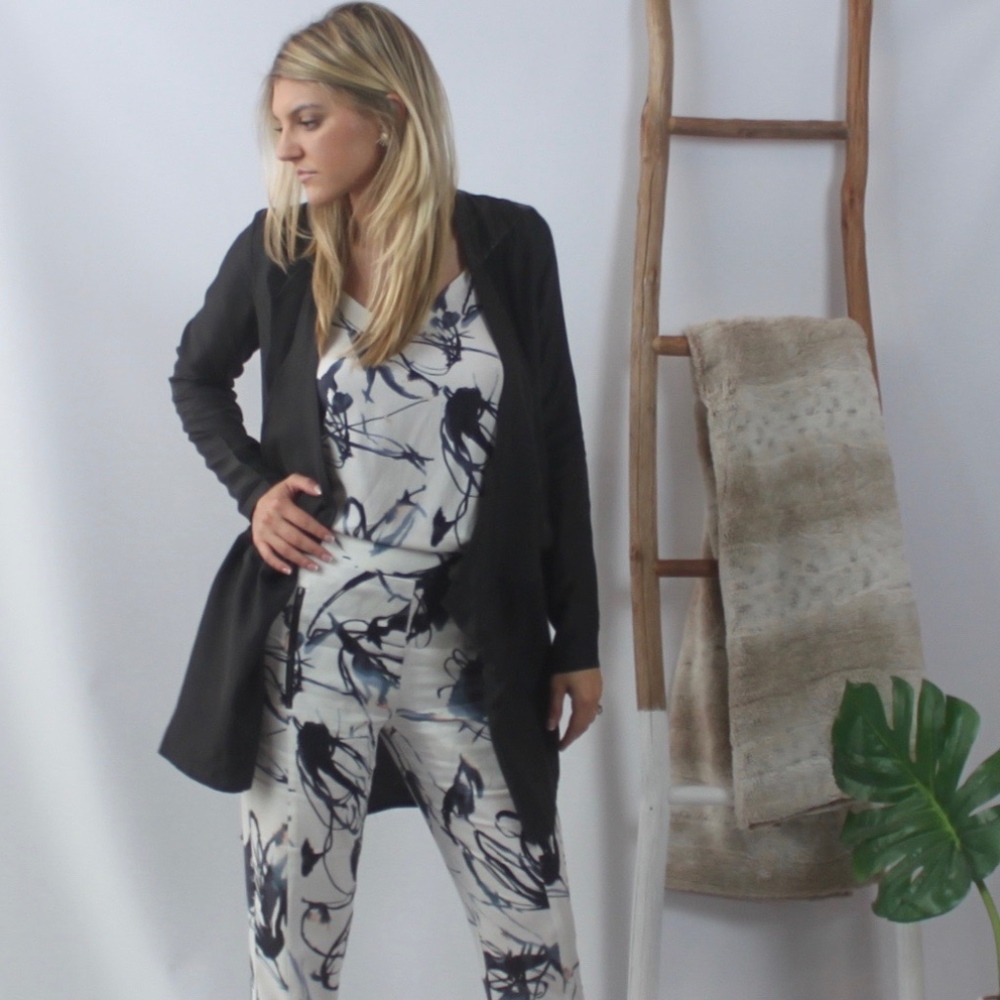 Sherlock Black Paneled Silk Shirt Jacket